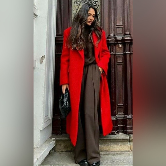 Perry Ellis Portfolio Vintage Wool Red Lo g Coat Size L/XL - Picture 16 of 16